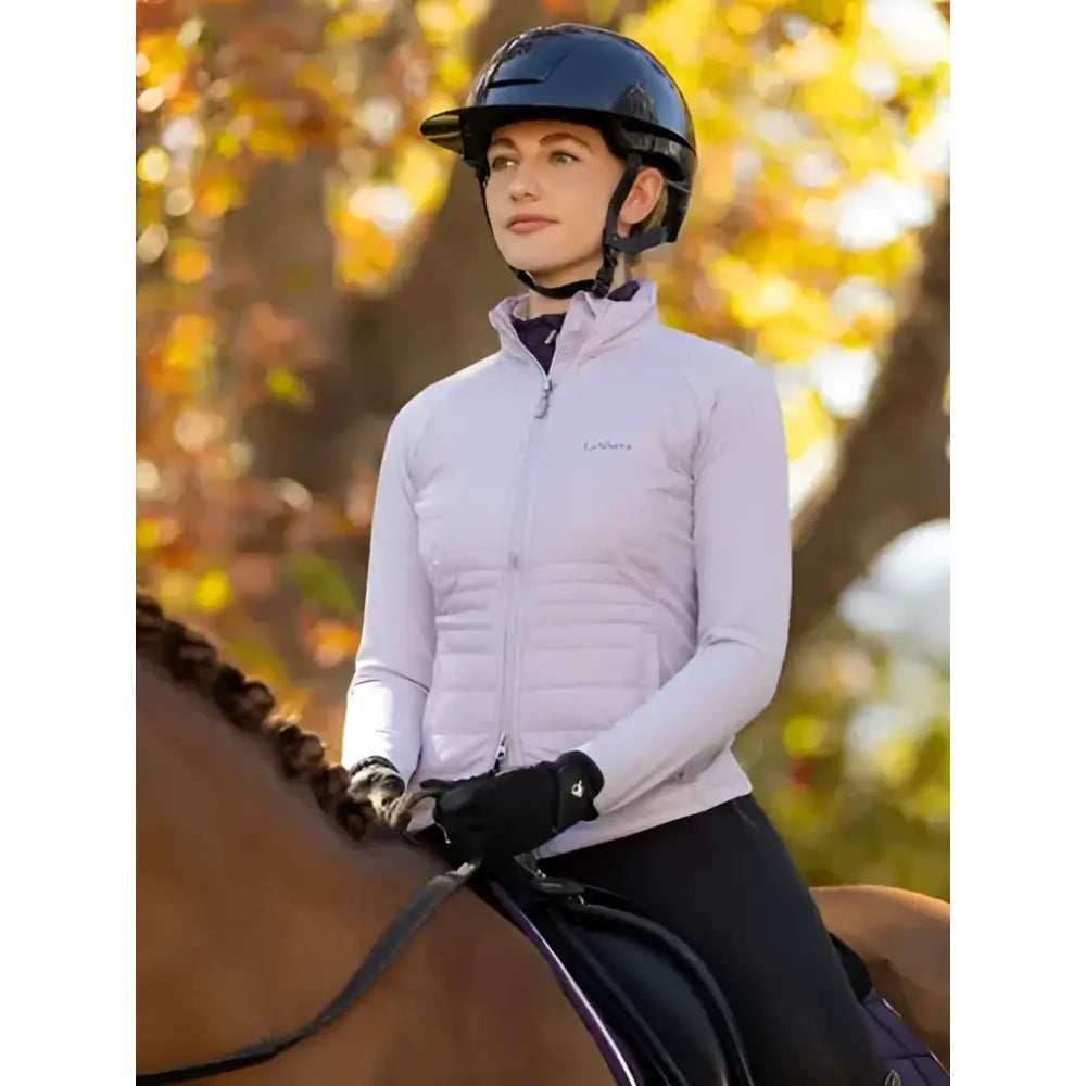 Light purple quilted equestrian lemieux juliette jacket with subtle logo on chest perfect for riding wear