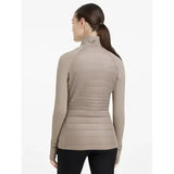 Beige quilted long sleeve performance lemieux juliette jacket pecan with high collar and subtle brand logo at neckline