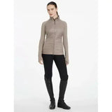 Beige quilted lemieux juliette jacket pecan with long sleeves high collar and zip-up front perfect for cool days