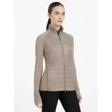 Beige quilted zip-up athletic jacket with long sleeves and high collar lemieux juliette jacket pecan style