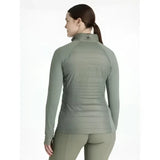 Olive green quilted lemieux juliette jacket rosemary with long sleeves high collar and subtle logo at neckline