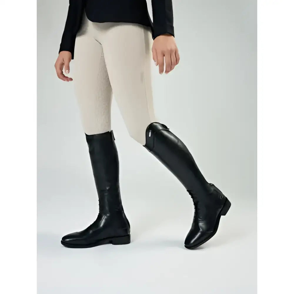 Black leather lemieux junior field riding boots with polished finish and classic lace-up design for junior field riding