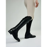 Black leather lemieux junior field riding boot with glossy finish and classic lace-up design for junior field riding