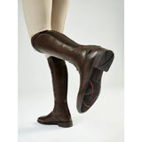 Lemieux junior field brown leather riding boots with durable ykk zip elastic calf gussets and red-accented soles