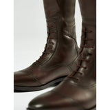 Brown leather lemieux junior field riding boots with durable ykk zip laces and elastic calf gussets for comfort