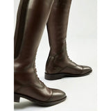 Lemieux junior field riding boots in brown leather with classic cap toe, durable ykk zip, and elastic calf gussets