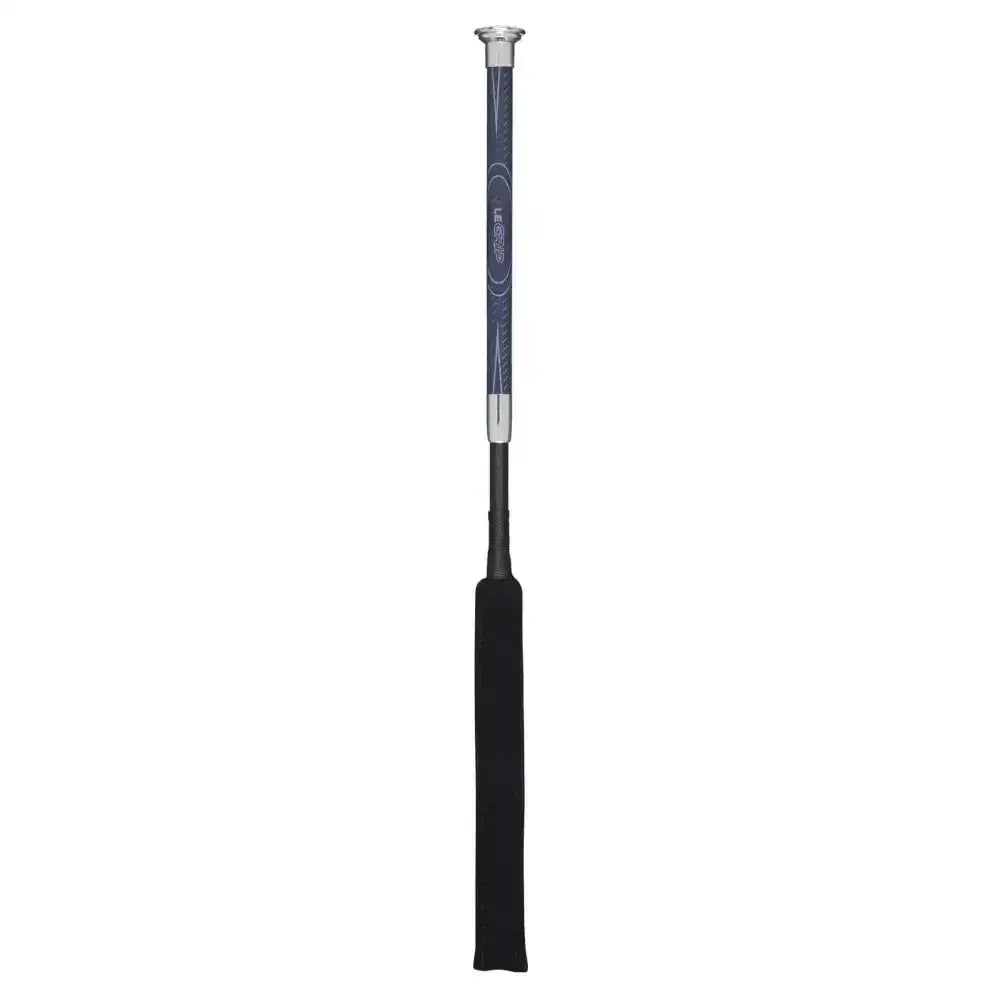 Black grip pro baton whip with sleek dark blue shaft silver accents and subtle white branding lemieux junior pro baton whip navy