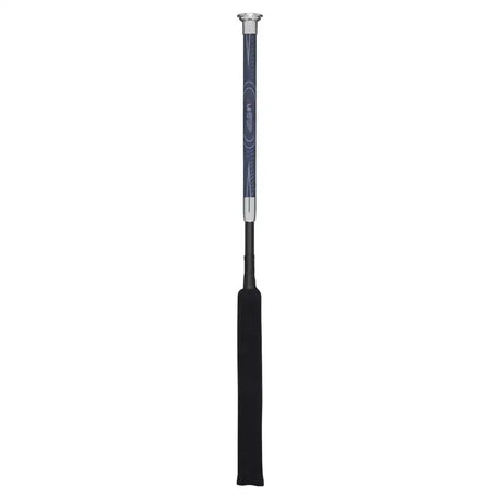 Black grip pro baton whip with sleek dark blue shaft silver accents and subtle white branding lemieux junior pro baton whip navy
