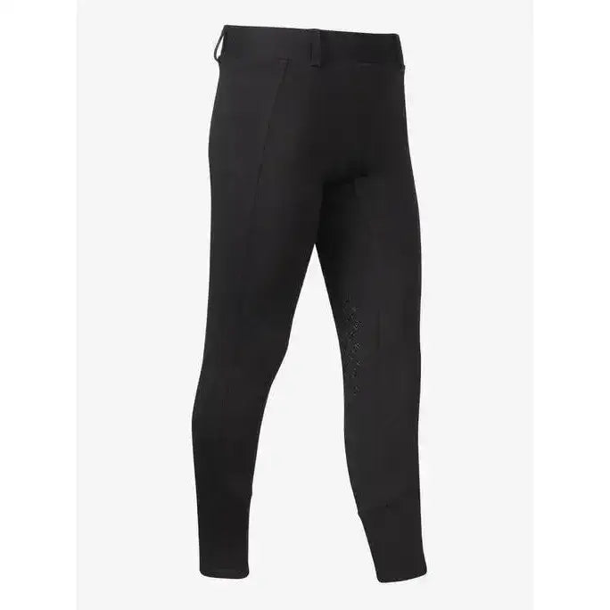 Black lemieux junior pro breeches with tapered lower leg and subtle stitching in a sleek, form-fitting design