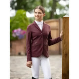 Lemiuex junior pro burgundy equestrian jacket with sleek tailored fit and sophisticated crystal details