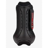 Black lemieux junior pro tendon boot with red branding and ventilation holes from the junior pro collection