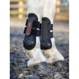 Black lemieux junior pro tendon boots with red branding and adjustable velcro straps from the junior pro collection