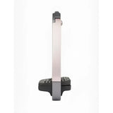 Silver metallic keyboard stand with black rubber base and footrest for lemieux junior vector balance stirrup rose gold