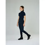 Navy blue lemieux junior zip riding pants with form-fitting design and subtle branding for paddock boot black look