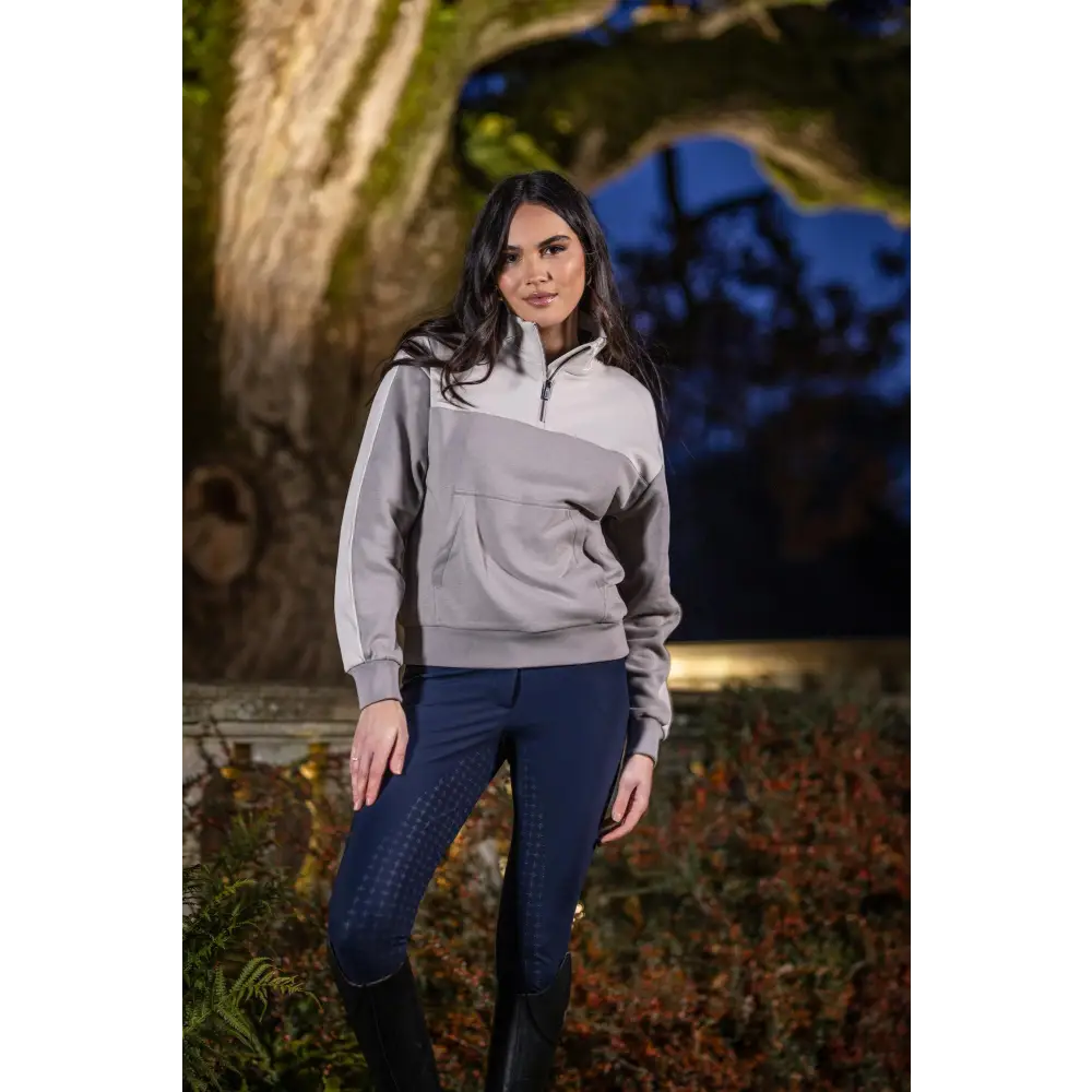 Lemieux Kali Quarter Zip Sweat Ash/Stone - Jumpers & Hoodies