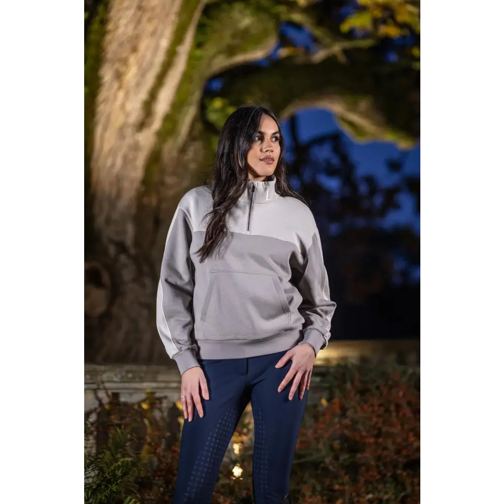 Lemieux Kali Quarter Zip Sweat Ash/Stone - Jumpers & Hoodies