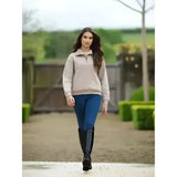 Beige lemieux keira quarter neck sweat with long sleeves and subtle ribbed collar perfect for casual wear