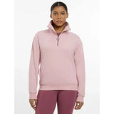Soft pink lemieux keira quarter fleece sweatshirt with ribbed collar and cuffs perfect for cozy wear