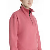 Pink lemieux keira quarter zip sweat cranberry fleece with subtle logo on sleeve perfect for casual wear