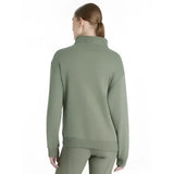 Olive green lemieux keira quarter zip sweat rosemary with ribbed cuffs hem and high collar embroidered brand name
