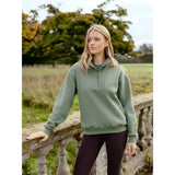 A soft sage green lemieux keira quarter zip sweat rosemary with ribbed collar and cuffs for casual wear
