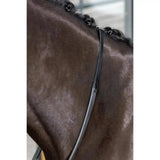 Black leather horse mane strap with sleek smooth finish for lemieux kris extreme rubber reins use