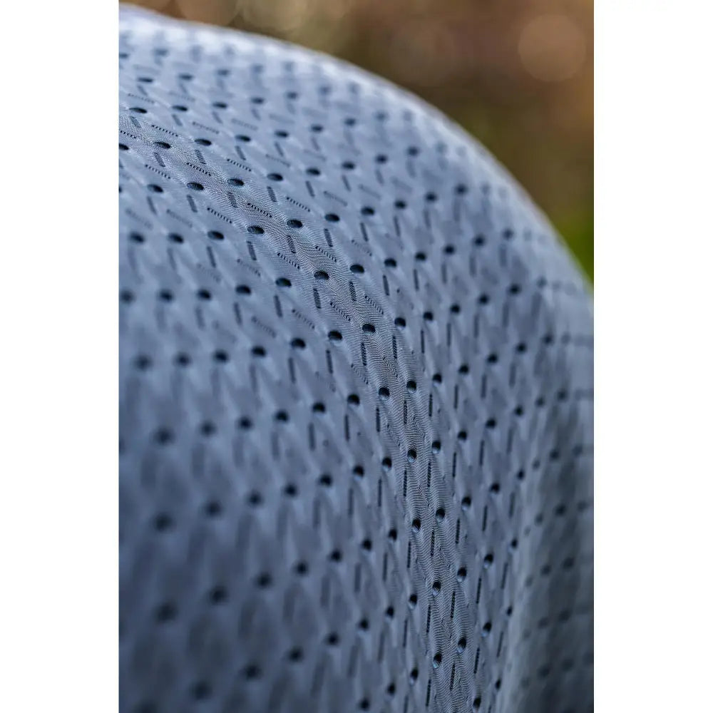 Lemieux kudos navy mesh travel rug with gray perforated breathable fabric and removable protective tail feature