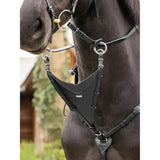 Black leather horse halter with silver rings and buckles for lemieux kudos bib martingale attachment black silver