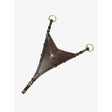 Dark brown leather lemieux kudos bib martingale with brass rings and adjustable straps in havana color