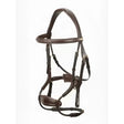 Brown leather lemieux kudos clear arc bridle havana brass with stitched detailing and metal hardware