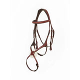 Brown leather lemieux kudos grackle bridle in chestnut with subtle stitching and matching browband
