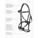 Black european lemieux kudos patent dressage bridle brown with premium pre-oiled italian leather and stitched details