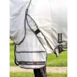 Silver-gray waterproof lemieux kudos sweet itch rug with black trim and reflective stripes for sweet itch comfort