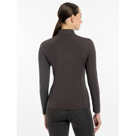 Dark gray long-sleeved turtleneck top from Lemieux Ladies Base Layer Cinder