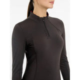 Dark gray long-sleeved athletic top quarter-zip from Lemieux Ladies Base Layer Cinder