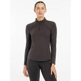 Dark gray long-sleeved athletic top quarter-zip Lemieux Ladies Base Layer Cinder