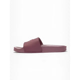 A mauve leather-like lemieux ladies sliders rosewood slide sandal with a smooth strap and sole for casual wear