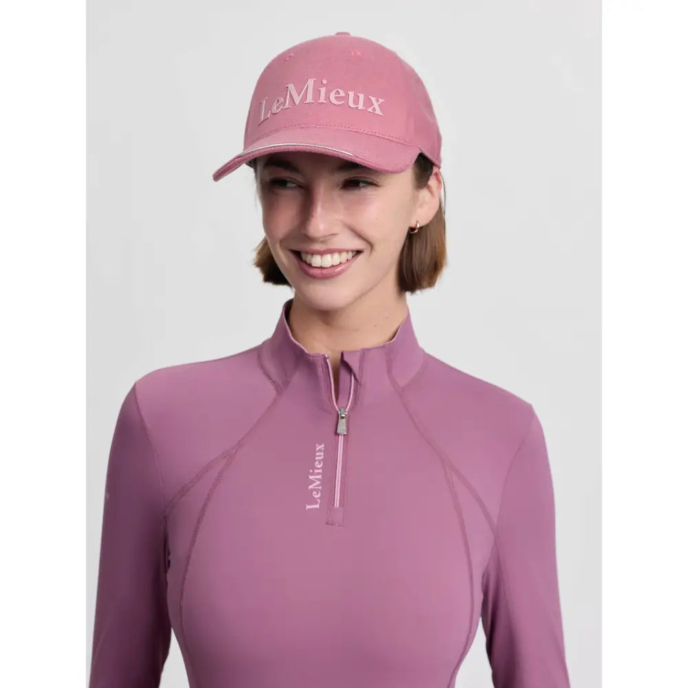 Pink lemieux lara cap mallow baseball cap with lemieux branding and embroidered logo in soft fabric