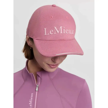Pink lemieux lara cap mallow with embroidered lemieux branding and subtle reflective strip along the brim