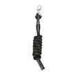 Black lemieux lasso lead rope made of strong woven rope with silver clip and black leather handle for easy control