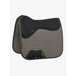 Gray and black lemieux le cool grip dressage pad with quilted design perforated padding and anti slip silicone design