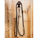 Black leather lemieux leather draw reins brown with metal buckle and clip for horse lead rope use