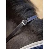 Black leather belt with silver buckle featuring signature lemieux stamped detail from lemieux leather laced collection
