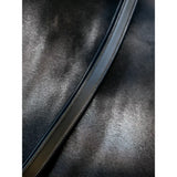 Lemieux leather neck strap brown made of smooth black leather with precise white stitching along the edges