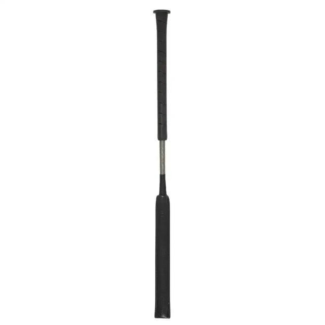Black rubber handled lemieux lebaton whip grey with metallic shaft and shock absorbing gel for riding use