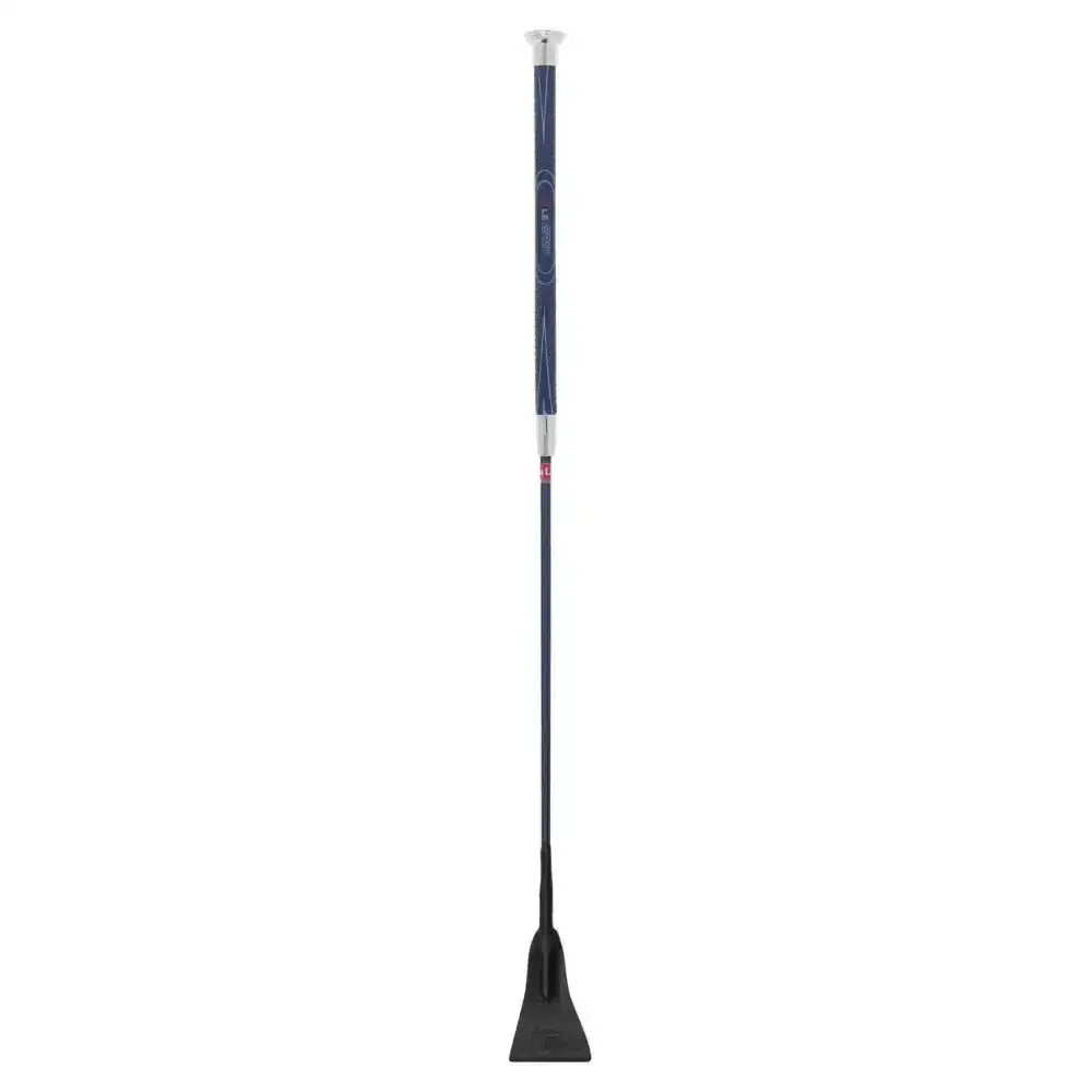 Navy blue and black lemieux legrip jumping whip with ultra light polycarbon shaft and white grip handle