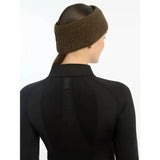 Knitted olive green lemieux lila headband alpine with textured zigzag pattern perfect for cold weather wear