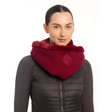 Deep red knitted infinity scarf with chevron pattern from Lemieux Lila Snood Ember