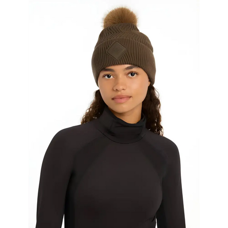 Brown Lemieux LM Beanie Alpine with faux fur pom-pom for stylish winter warmth