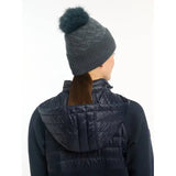 Gray knit Lemieux LM Beanie Petrol with fluffy faux fur pom-pom on top